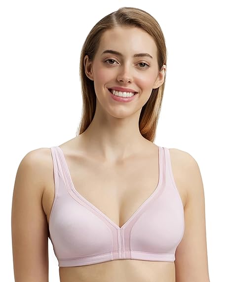 Jockey 1820 Women’s Nylon Wirefree T-Shirt Bra – Full Coverage with Stylised Mesh & Soft Microfiber